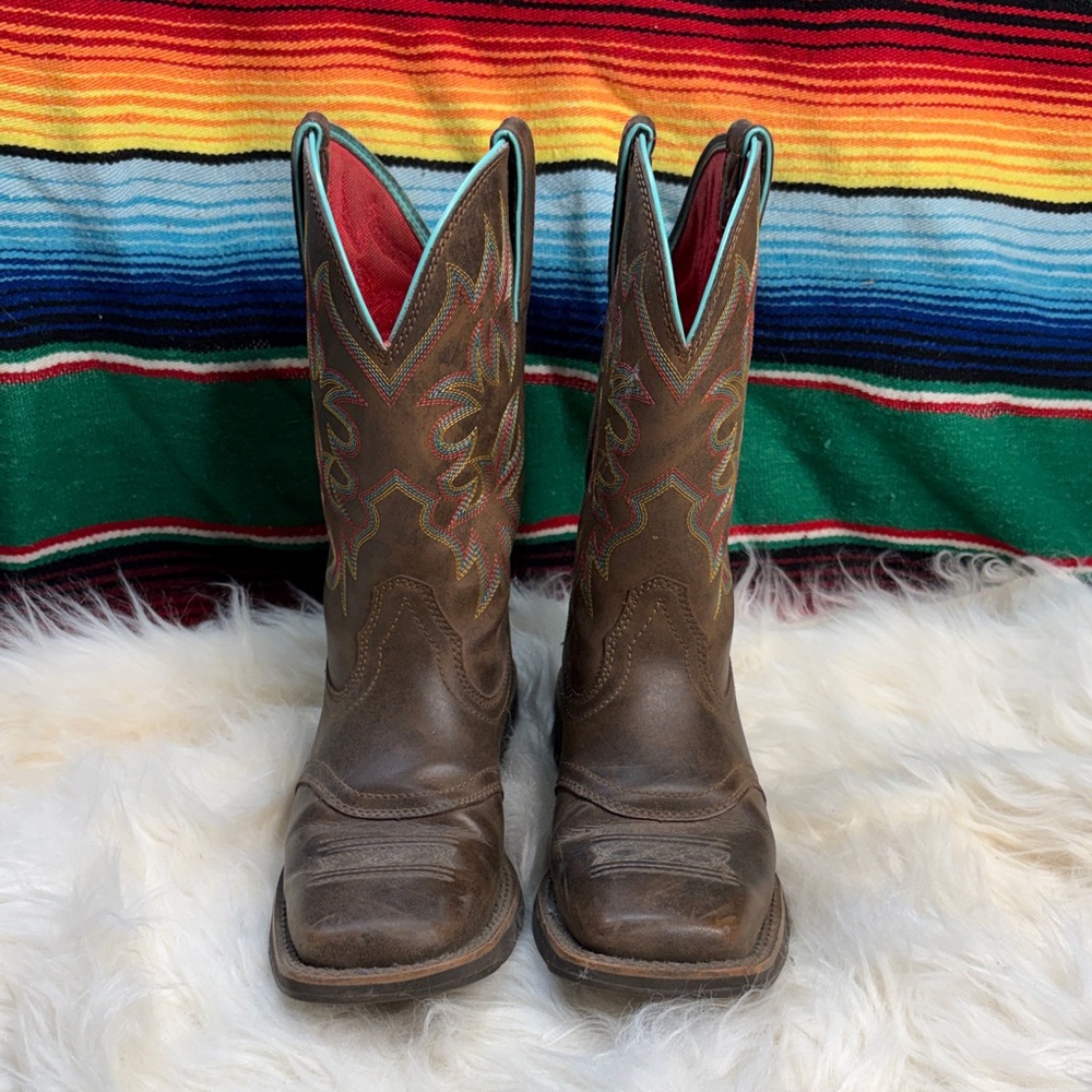 Ariat Brown Western Boots with Red Lining
